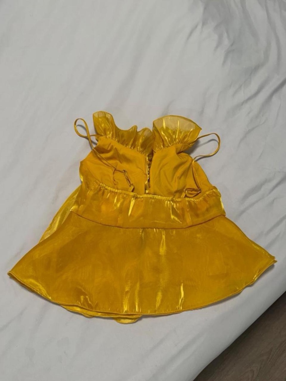 Yellow/gold Ruffle Organza Spaghetti Strap Top - Picture 4 of 4